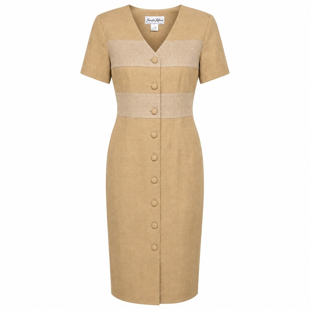 Jennifer Jeffries Quiet Luxury Old Money Sheath Dress Women Size 6 Linen Classic